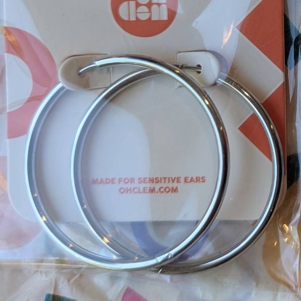 NWT Oh Clementine Silver Large 40mm Circle Hoops - Picture 3 of 3